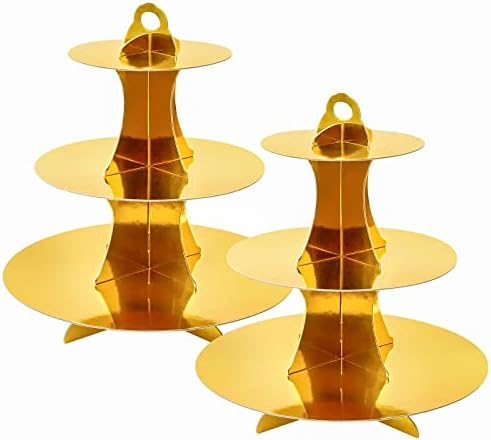 3-Tier Round Cupcake Stand, Cardboard Cupcake Tower, Dessert Cup Cake Stand Tower for Birthday Wedding Party