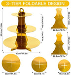3-Tier Round Cupcake Stand, Cardboard Cupcake Tower, Dessert Cup Cake Stand Tower for Birthday Wedding Party, alternate view