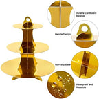 3-Tier Round Cupcake Stand, Cardboard Cupcake Tower, Dessert Cup Cake Stand Tower for Birthday Wedding Party, alternate view