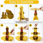 3-Tier Round Cupcake Stand, Cardboard Cupcake Tower, Dessert Cup Cake Stand Tower for Birthday Wedding Party, alternate view
