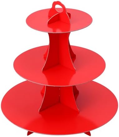 3-Tier Round Cupcake Stand, Cardboard Cupcake Tower, Dessert Cup Cake Stand Tower for Birthday Wedding Party