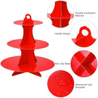 3-Tier Round Cupcake Stand, Cardboard Cupcake Tower, Dessert Cup Cake Stand Tower for Birthday Wedding Party, alternate view