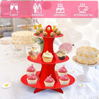 3-Tier Round Cupcake Stand, Cardboard Cupcake Tower, Dessert Cup Cake Stand Tower for Birthday Wedding Party, alternate view