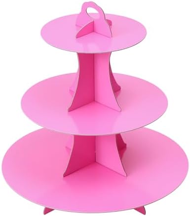 3-Tier Round Cupcake Stand, Cardboard Cupcake Tower, Dessert Cup Cake Stand Tower for Birthday Wedding Party