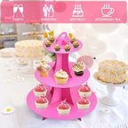 3-Tier Round Cupcake Stand, Cardboard Cupcake Tower, Dessert Cup Cake Stand Tower for Birthday Wedding Party, alternate view