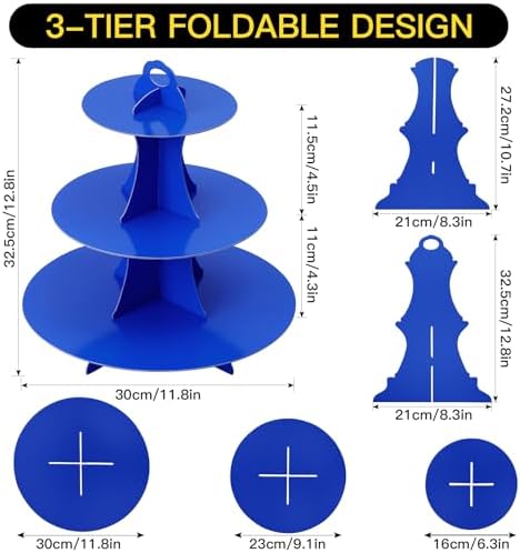 3-Tier Round Cupcake Stand, Cardboard Cupcake Tower, Dessert Cup Cake Stand Tower for Birthday Wedding Party, alternate view