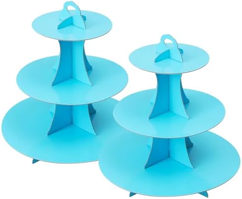 3-Tier Round Cupcake Stand, Cardboard Cupcake Tower, Dessert Cup Cake Stand Tower for Birthday Wedding Party