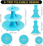 3-Tier Round Cupcake Stand, Cardboard Cupcake Tower, Dessert Cup Cake Stand Tower for Birthday Wedding Party, alternate view