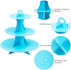 3-Tier Round Cupcake Stand, Cardboard Cupcake Tower, Dessert Cup Cake Stand Tower for Birthday Wedding Party, alternate view