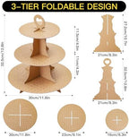 3-Tier Round Cupcake Stand, Cardboard Cupcake Tower, Dessert Cup Cake Stand Tower for Birthday Wedding Party, alternate view