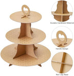 3-Tier Round Cupcake Stand, Cardboard Cupcake Tower, Dessert Cup Cake Stand Tower for Birthday Wedding Party, alternate view