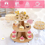 3-Tier Round Cupcake Stand, Cardboard Cupcake Tower, Dessert Cup Cake Stand Tower for Birthday Wedding Party, alternate view