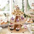 3-Tier Round Cupcake Stand, Cardboard Cupcake Tower, Dessert Cup Cake Stand Tower for Birthday Wedding Party, alternate view