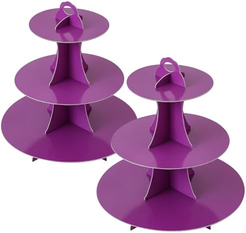 3-Tier Round Cupcake Stand, Cardboard Cupcake Tower, Dessert Cup Cake Stand Tower for Birthday Wedding Party