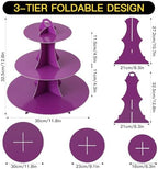 3-Tier Round Cupcake Stand, Cardboard Cupcake Tower, Dessert Cup Cake Stand Tower for Birthday Wedding Party, alternate view