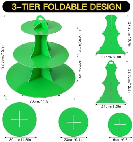 3-Tier Round Cupcake Stand, Cardboard Cupcake Tower, Dessert Cup Cake Stand Tower for Birthday Wedding Party, alternate view
