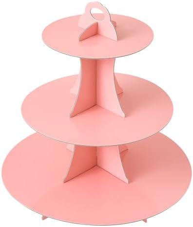 3-Tier Round Cupcake Stand, Cardboard Cupcake Tower, Dessert Cup Cake Stand Tower for Birthday Wedding Party