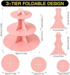 3-Tier Round Cupcake Stand, Cardboard Cupcake Tower, Dessert Cup Cake Stand Tower for Birthday Wedding Party, alternate view