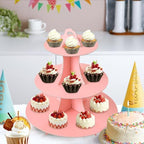 3-Tier Round Cupcake Stand, Cardboard Cupcake Tower, Dessert Cup Cake Stand Tower for Birthday Wedding Party, alternate view