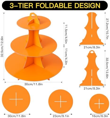 3-Tier Round Cupcake Stand, Cardboard Cupcake Tower, Dessert Cup Cake Stand Tower for Birthday Wedding Party, alternate view