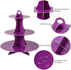 3-Tier Round Cupcake Stand, Cardboard Cupcake Tower, Dessert Cup Cake Stand Tower for Birthday Wedding Party, alternate view