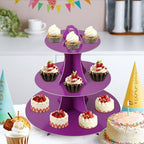 3-Tier Round Cupcake Stand, Cardboard Cupcake Tower, Dessert Cup Cake Stand Tower for Birthday Wedding Party, alternate view