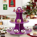 3-Tier Round Cupcake Stand, Cardboard Cupcake Tower, Dessert Cup Cake Stand Tower for Birthday Wedding Party, alternate view