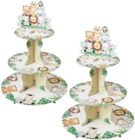 3-Tier Round Cupcake Stand, Cardboard Cupcake Tower, Dessert Cup Cake Stand Tower for Baby Shower Birthday