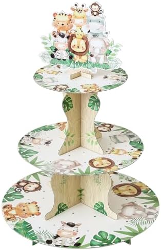 3-Tier Round Cupcake Stand, Cardboard Cupcake Tower, Dessert Cup Cake Stand Tower for Baby Shower Birthday