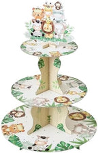 3-Tier Round Cupcake Stand, Cardboard Cupcake Tower, Dessert Cup Cake Stand Tower for Baby Shower Birthday