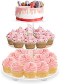 3 Tier Round Cupcake Stand with Base, Acrylic Cake Stand, Cupcake Tower Stand, Premium Cupcake Holder for 23