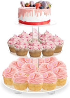 3 Tier Round Cupcake Stand with Base, Acrylic Cake Stand, Cupcake Tower Stand, Premium Cupcake Holder for 23