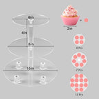 3 Tier Round Cupcake Stand with Base, Acrylic Cake Stand, Cupcake Tower Stand, Premium Cupcake Holder for 23, alternate view