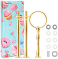 3 Tier Round Metal Cake Stand Holder Heavy Duty Fruit Plate Handle Fittings Hardware Rod (Golden Circle) in