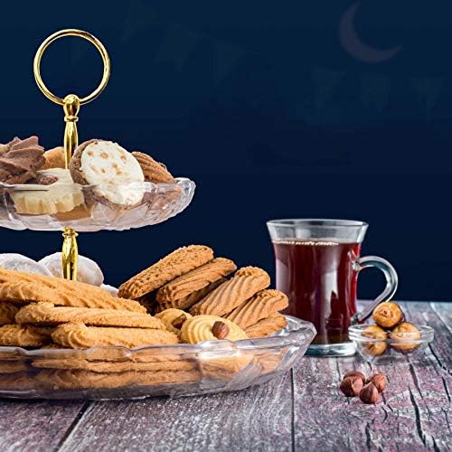 3 Tier Round Metal Cake Stand Holder Heavy Duty Fruit Plate Handle Fittings Hardware Rod (Golden Circle) in, alternate view 2