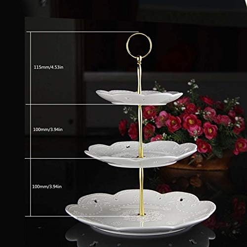 3 Tier Round Metal Cake Stand Holder Heavy Duty Fruit Plate Handle Fittings Hardware Rod (Golden Circle) in, alternate view 4