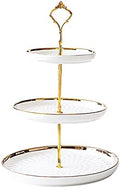 3 Tier Round Porcelain Tiered Cupcake Stand, Tiered Serving Stand, Dessert Stand, Serving Tray Platter for Tea