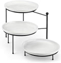 3 Tier Round Rotating Cupcake & Cake Stand, Porcelain Serving Tray in White