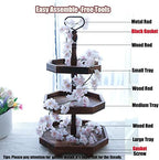 3-Tier Rustic Black Wooden Serving Tray | Farmhouse Cupcake Stand & Kitchen Organizer | 27"x15" Tall Tiered Tray, alternate