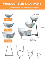 3 Tier Serving Bowls, Serving Dishes for Entertaining Porcelain in 3-tier oval bowl with metal stand in, alternate view 3