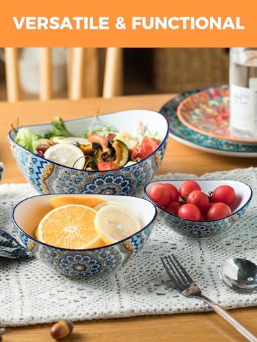 3 Tier Serving Bowls, Serving Dishes for Entertaining Porcelain in 3-tier oval bowl with metal stand in, alternate view 6