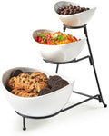 3 Tier Serving Bowls Set Serving Dishes with Stand for Entertaining in: 7 /17.5 /45 oz in Black