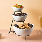 3 Tier Serving Bowls Set Serving Dishes with Stand for Entertaining in: 7 /17.5 /45 oz in Black, alternate view 2