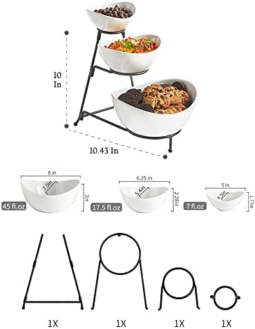 3 Tier Serving Bowls Set Serving Dishes with Stand for Entertaining in: 7 /17.5 /45 oz in Black, alternate view 3