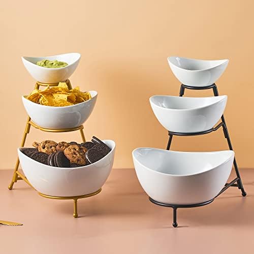 3 Tier Serving Bowls Set Serving Dishes with Stand for Entertaining in: 7 /17.5 /45 oz in Black, alternate view 6