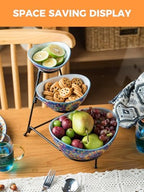 3 Tier Serving Bowls, Tiered Serving Platter and Trays for Parties in 3-tier oval bowl with metal stand in, alternate view 6