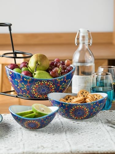 3 Tier Serving Bowls, Tiered Serving Platter and Trays for Parties in 3-tier oval bowl with metal stand in, alternate view 7