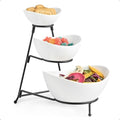 3 Tier Serving Bowls with Stand, Chip and Dip Bowl for Entertaining in 3-Tier Set (Large, Medium, Small) in