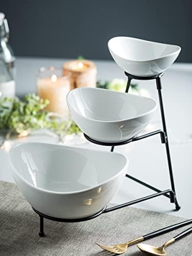 3 Tier Serving Bowls with Stand, Chip and Dip Bowl for Entertaining in 3-Tier Set (Large, Medium, Small) in, alternate view 2