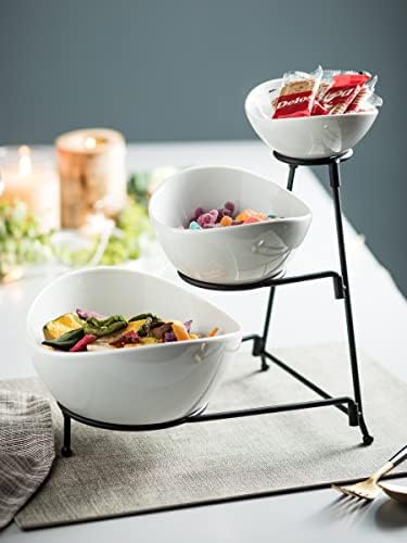 3 Tier Serving Bowls with Stand, Chip and Dip Bowl for Entertaining in 3-Tier Set (Large, Medium, Small) in, alternate view 6